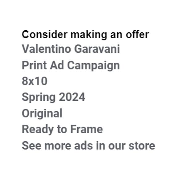 Valentino Garavani Print Ad Campaign Spring 2024 8x10 Ready to Frame Original - Picture 2 of 6